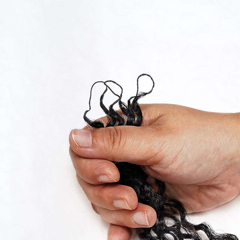 QVR Kinky Straight Feather Crochet Human Hair with Sprial Ends Machine Made Crochet Weave Hair Extensions