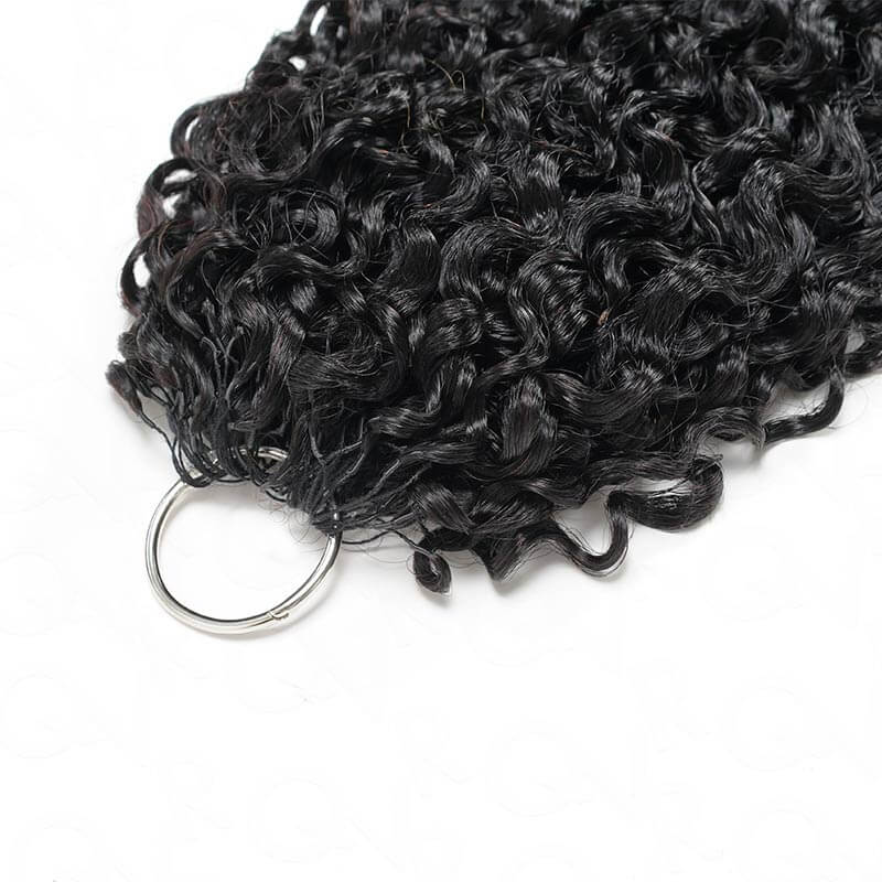 QVR Burmese Curly Crochet Hair Natural Black Machine Made Feather Crochet Human Hair Extension