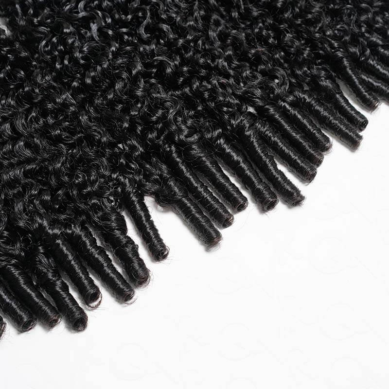 QVR Burmese Curly Crochet Hair Natural Black Machine Made Feather Crochet Human Hair Extension