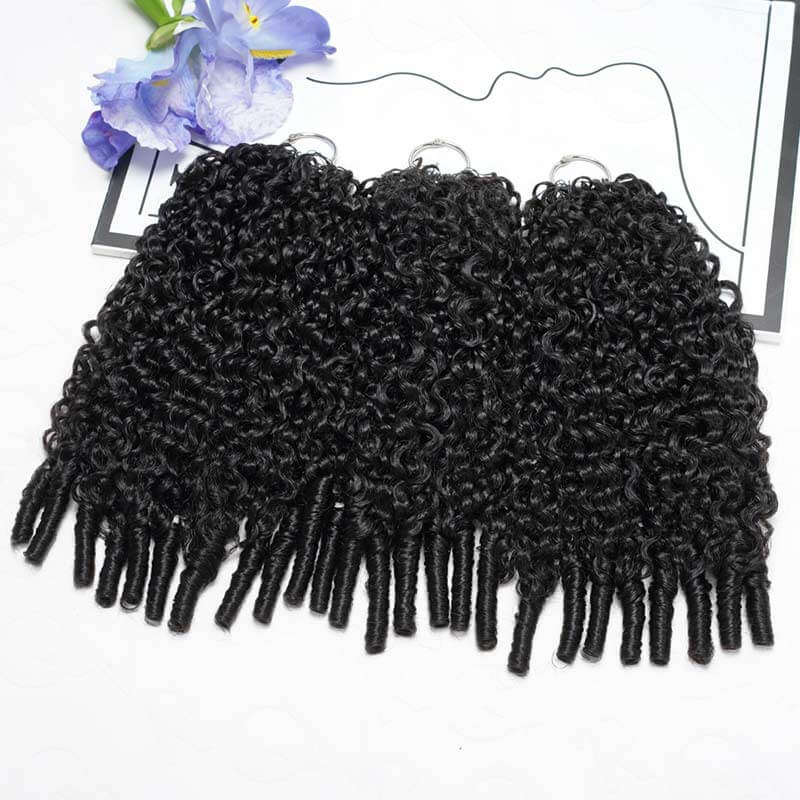 QVR Burmese Curly Crochet Hair Natural Black Machine Made Feather Crochet Human Hair Extension