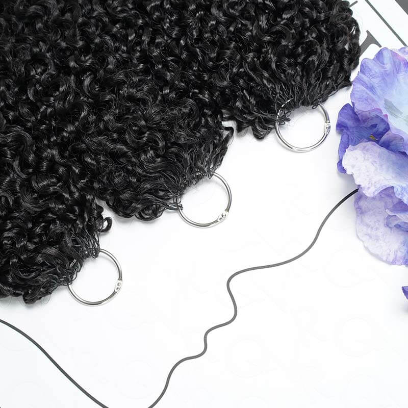 QVR Burmese Curly Crochet Hair Natural Black Machine Made Feather Crochet Human Hair Extension