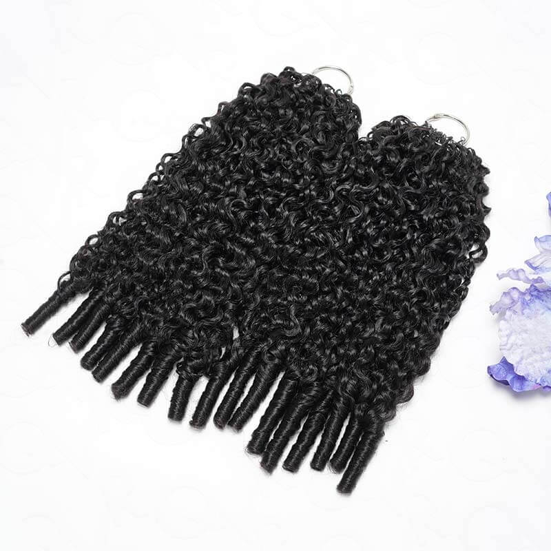 QVR Burmese Curly Crochet Hair Natural Black Machine Made Feather Crochet Human Hair Extension