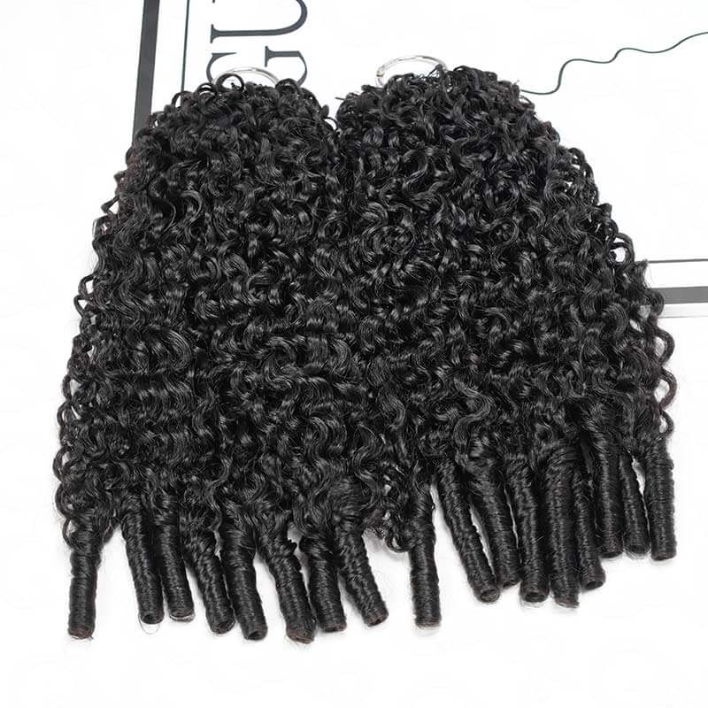 QVR Burmese Curly Crochet Hair Natural Black Machine Made Feather Crochet Human Hair Extension