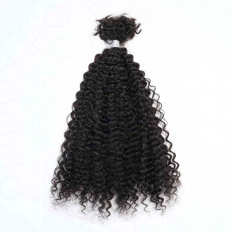QVR Afro Kinky Curly Human Bulk Hair Extensions for Boho Knotless Braiding