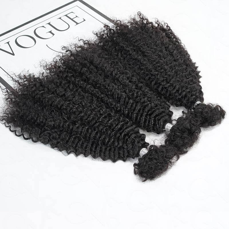 QVR Afro Kinky Curly Human Bulk Hair Extensions for Boho Knotless Braiding