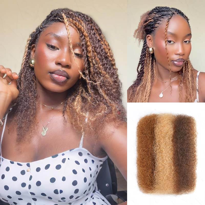QVR Natural Black Afro kinky Bulk Hair Extensions For Braiding Dreadlock Human Hair