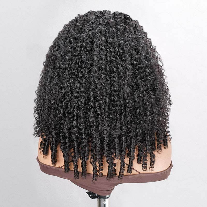 QVR Glueless Burmese Curly Half Wig 250% Density Human Hair Wig Wear Go Flip Over Wig