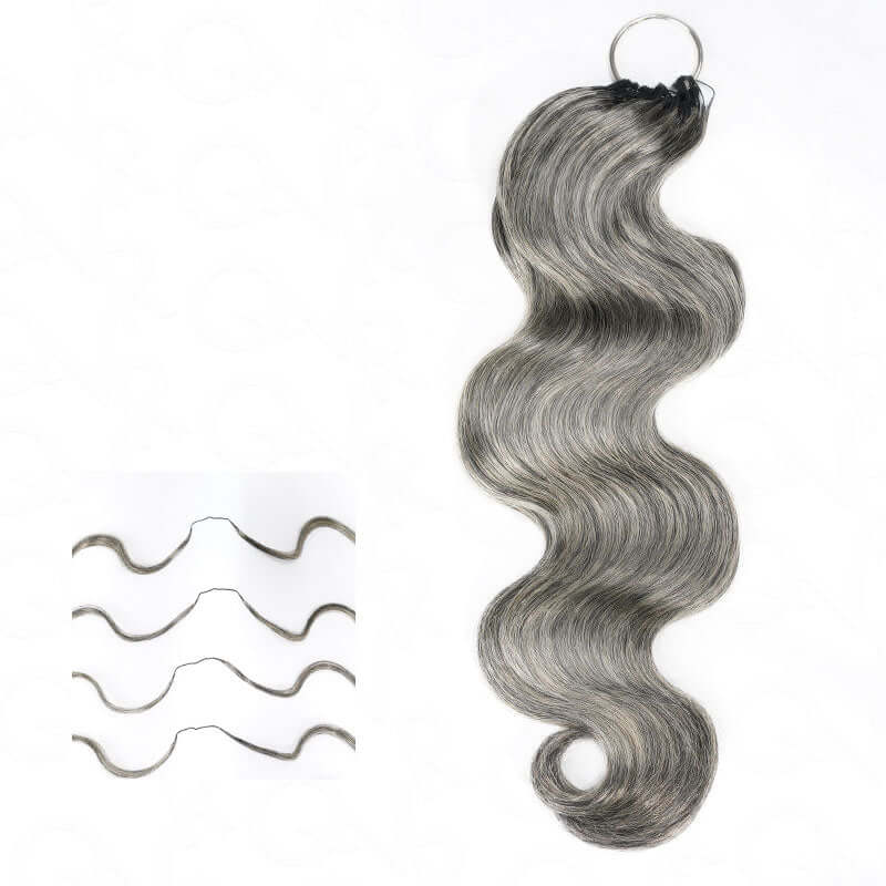 QVR Salt&Pepper Crochet Hair Body Wave Machine Made Feather Human Hair Extension