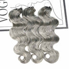 QVR Salt&Pepper Crochet Hair Body Wave Machine Made Feather Human Hair Extension