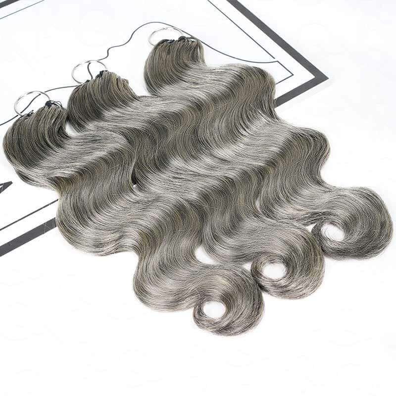 QVR Salt&Pepper Crochet Hair Small Kinky Curly Machine Made Feather Human Hair Extension