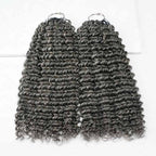 QVR Salt&Pepper Crochet Hair Small Kinky Curly Machine Made Feather Human Hair Extension