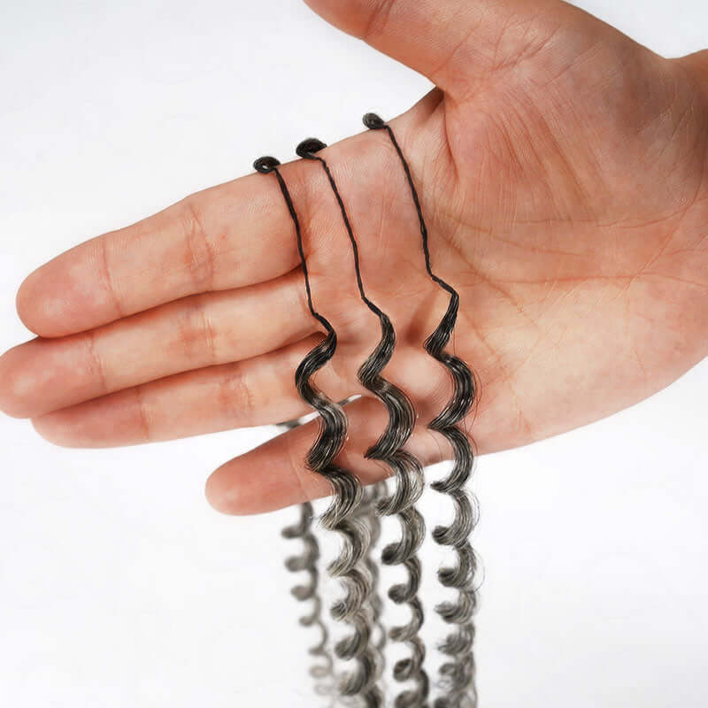 QVR Salt&Pepper Crochet Hair Small Kinky Curly Machine Made Feather Human Hair Extension
