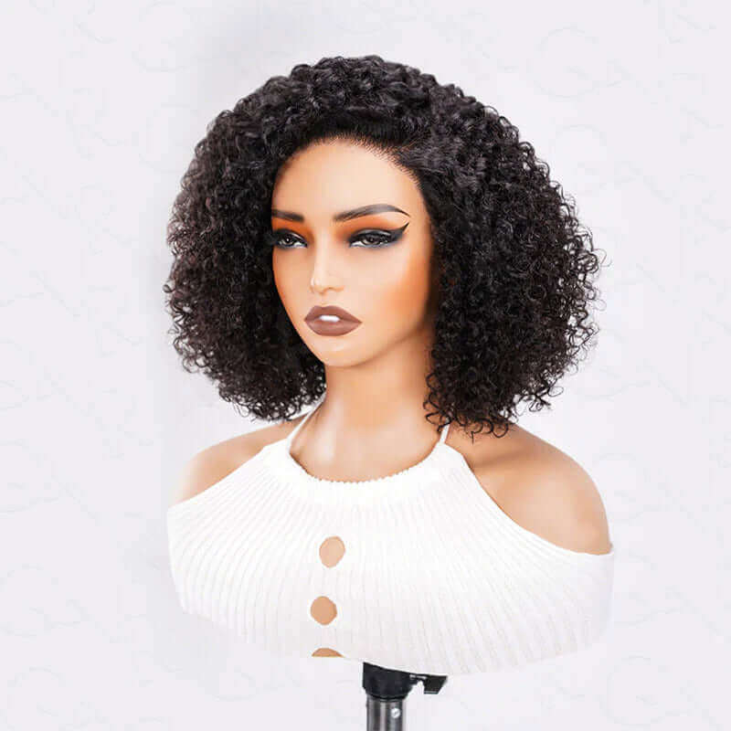 QVR Ombre Ash Blonde Short Cut Curly Wig Glueless Side Part Wig Beginner Friendly