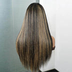 QVR Glueless Blonde Highlight Silky Straight 13x4 Pre-Cut Lace Frontal Wig Human Hair Wigs