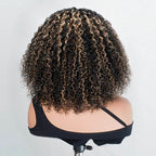 QVR Glueless Blonde Highlight Short Bob Wig Water Wave 5x5 Pre-cut Lace Closure Human Hair Wigs