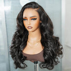 QVR Glueless Loose Body Wave 9x6 Pre-Cut Lace Frontal Wig Black Human Hair Wigs