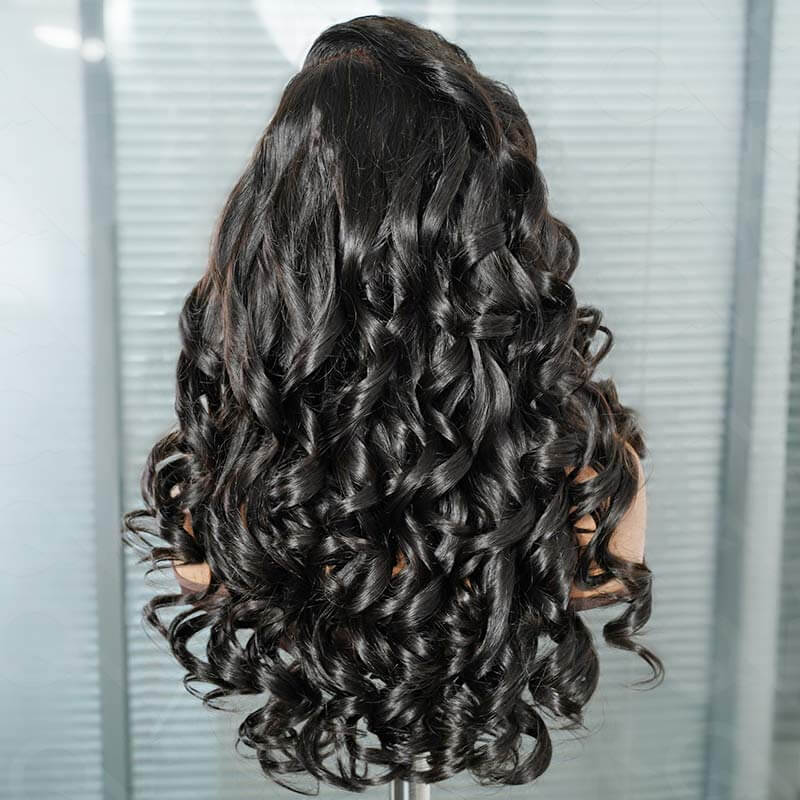 QVR Glueless Loose Body Wave 9x6 Pre-Cut Lace Frontal Wig Black Human Hair Wigs