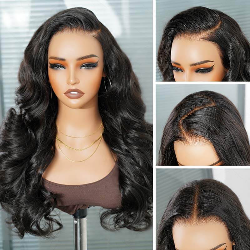 QVR Glueless Loose Body Wave 9x6 Pre-Cut Lace Frontal Wig Black Human Hair Wigs