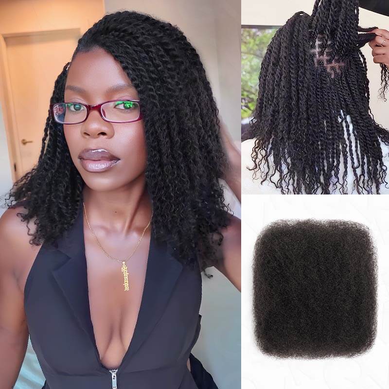 QVR No Short Hair Upgraded Afro Kinky Bulk Human Hair for Braiding & Mini Twists