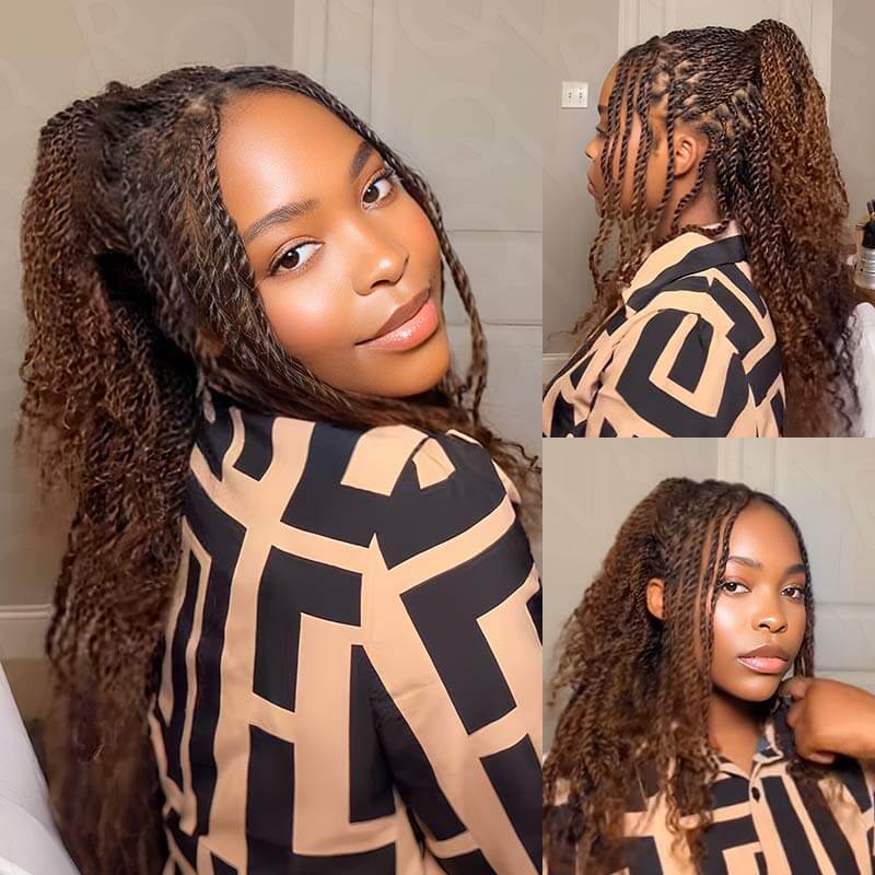 QVR Mixed Color #4/30 Afro Kinky Bulk Highlights #27/30 Human Hair