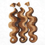 QVR Brown Highlight Body Wave Boho Knotless Braids Human Bulk Hair #P4/30/27 Human Braiding Hair Extensions
