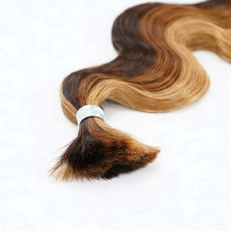 QVR Brown Highlight Body Wave Boho Knotless Braids Human Bulk Hair #P4/30/27 Human Braiding Hair Extensions