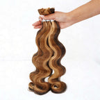 QVR Brown Highlight Body Wave Boho Knotless Braids Human Bulk Hair #P4/30/27 Human Braiding Hair Extensions