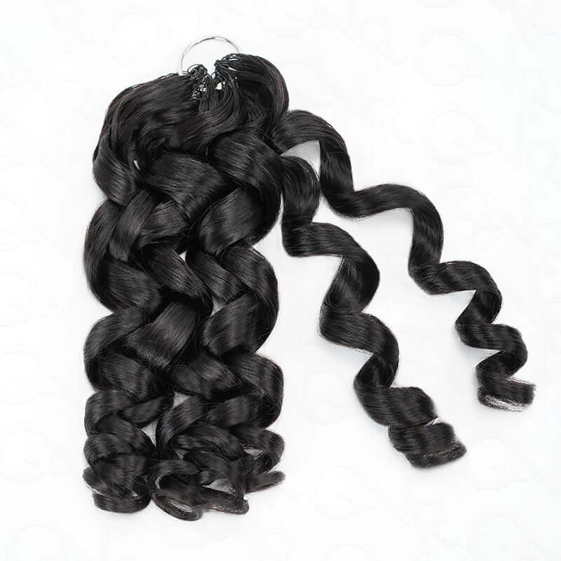 QVR Water Wave Crochet Hair Natural Black Machine Made Feather Human Hair Extension