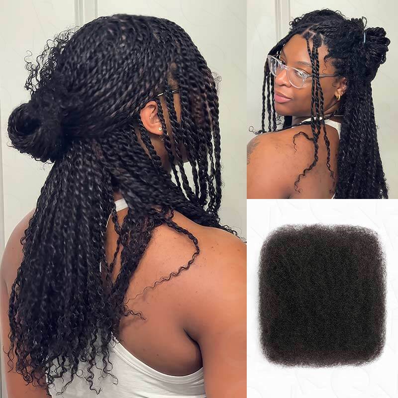 QVR No Short Hair Upgraded Afro Kinky Bulk Human Hair for Braiding & Mini Twists