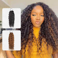 QVR Highlight Brown Water Wave Feather Crochet Hair Machine Made Feather Human Hair Extension