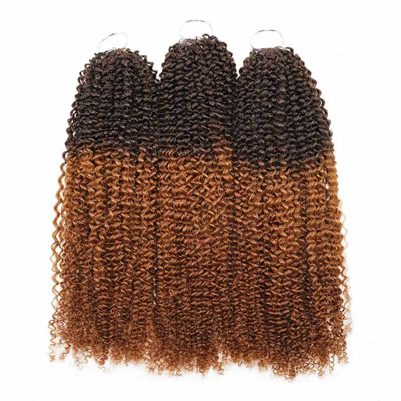 QVR Ombre #T4/30 Human Crochet Hair Afro Kinky Curly Machine Made Feather Crochet Hairstyle