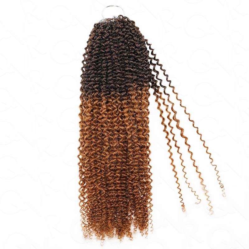 QVR Ombre #T4/30 Human Crochet Hair Afro Kinky Curly Machine Made Feather Crochet Hairstyle