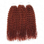 QVR Bright Brown #35D Human Crochet Hair Small Kinky Curly Machine Made Feather Crochet Hairstyle