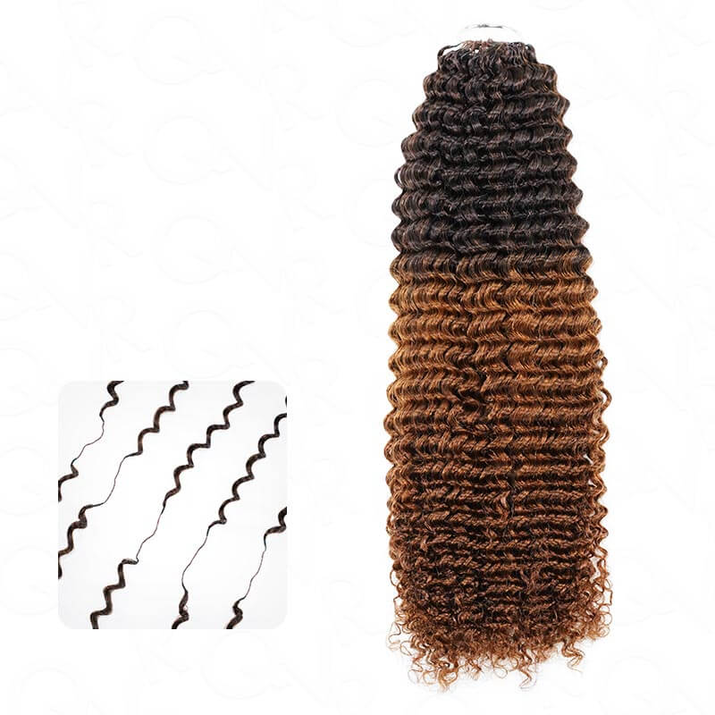 QVR Ombre #T4/30 Human Crochet Hair Small Kinky Curly Machine Made Feather Crochet Hairstyle