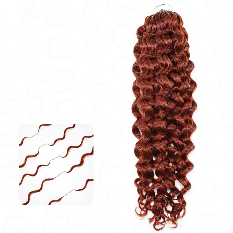 QVR Bright Brown #35D Human Crochet Hair Water Wave Machine Made Feather Crochet Hairstyle