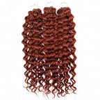 QVR Bright Brown #35D Human Crochet Hair Water Wave Machine Made Feather Crochet Hairstyle