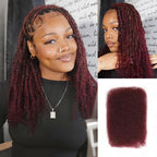 QVR Affordable Afro Kinky Bulk Human Hair 99J Burgundy Color For Braiding DreadLock