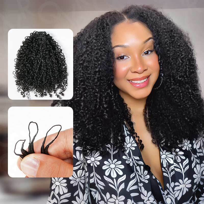 QVR Deep Wave Crochet Hair Natural Black Machine Made Feather Human Hair Extension