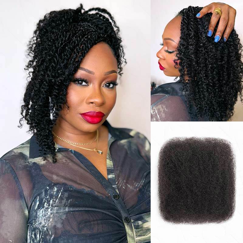 QVR No Short Hair Upgraded Afro Kinky Bulk Human Hair for Braiding & Mini Twists