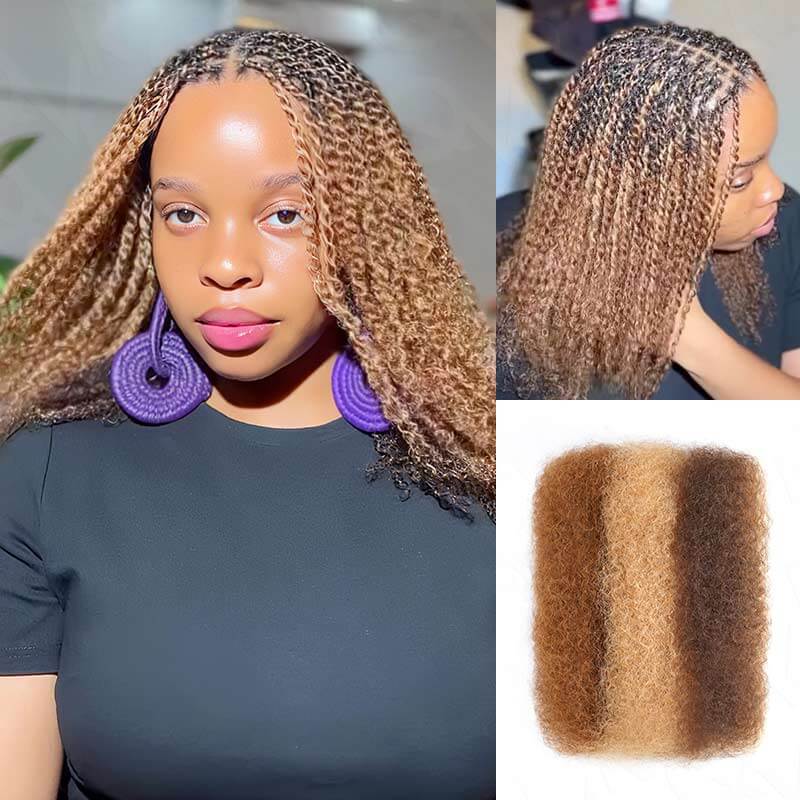 QVR #P4/30/27 Color Afro Kinky Bulk Human Hair For Braiding Dreadlock Hair