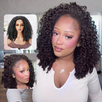 QVR Glueless Twist Curly Half Wig 250% Density Human Hair Wig Wear Go Flip Over Wig