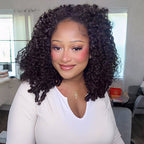 QVR Glueless Burmese Curly Half Wig 250% Density Human Hair Wig Wear Go Flip Over Wig