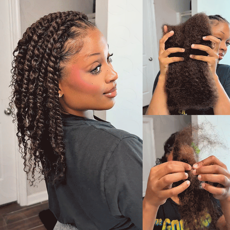 QVR Natural Black Afro kinky Bulk Hair Extensions For Braiding Dreadlock Human Hair