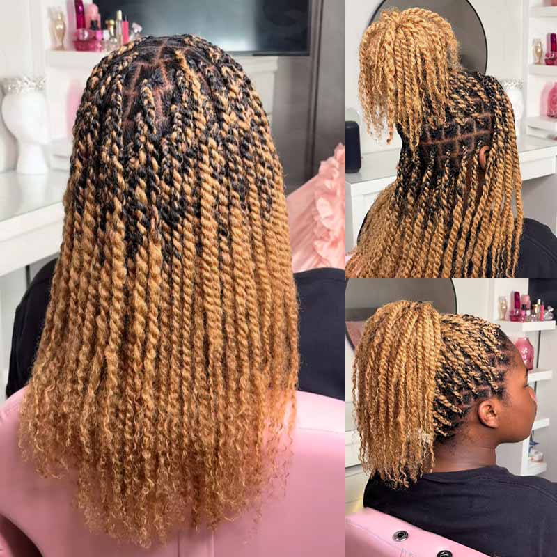 QVR #613 Blonde Color Afro kinky Bulk Human Hair for Braiding & Twists