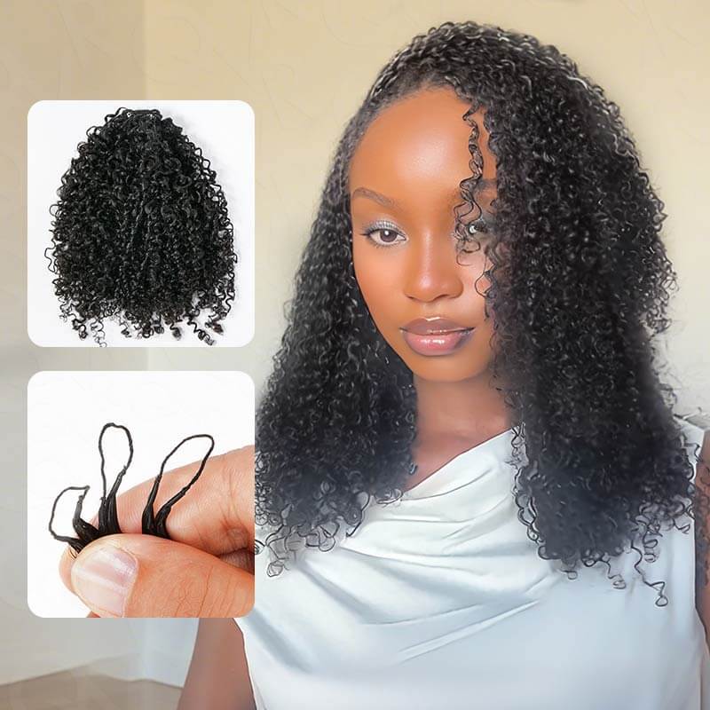 QVR Water Wave Crochet Hair Natural Black Machine Made Feather Human Hair Extension