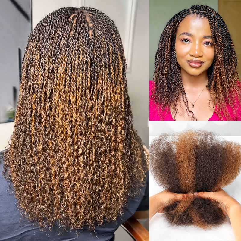 QVR Natural Black Afro kinky Bulk Hair Extensions For Braiding Dreadlock Human Hair