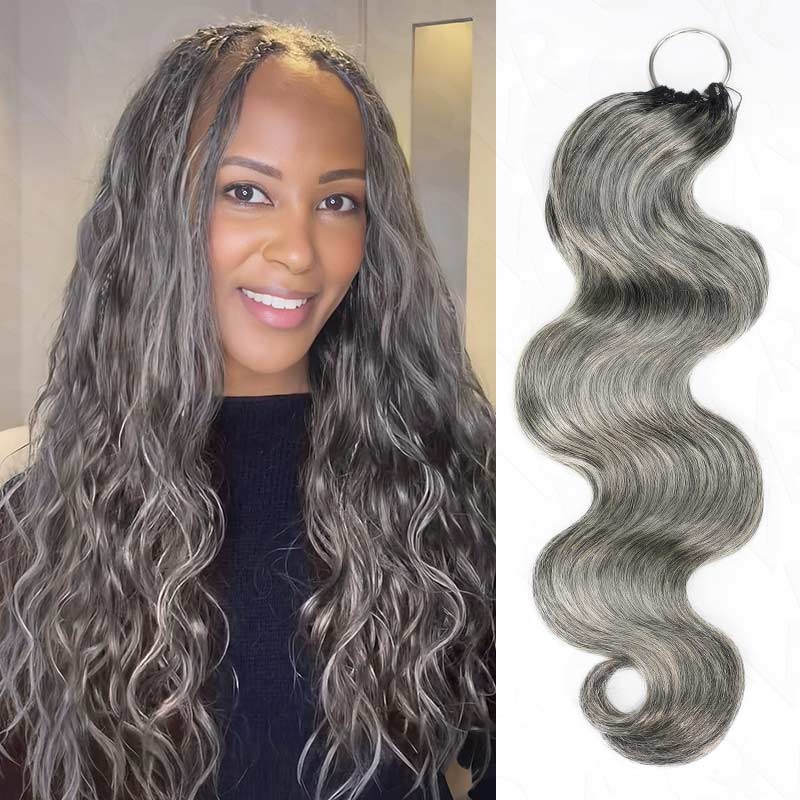 QVR Salt&Pepper Crochet Hair Small Kinky Curly Machine Made Feather Human Hair Extension