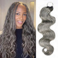 QVR Salt&Pepper Crochet Hair Body Wave Machine Made Feather Human Hair Extension