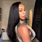 QVR Kinky Straight Crochet Hair Natural Black Machine Made Feather Human Hair Extension