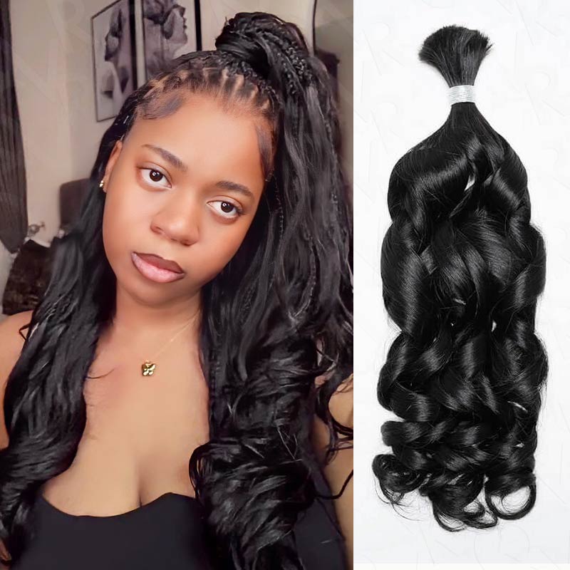 QVR French Curl Human Bulk Hair Extensions for Boho Knotless Braiding